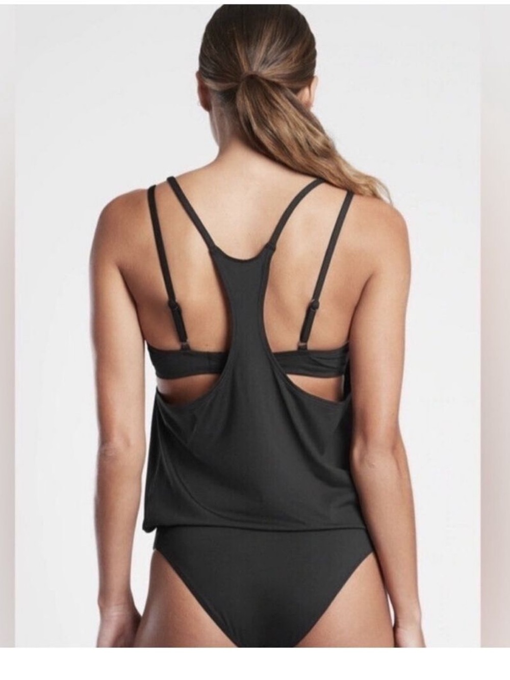 Athleta Seascape Black Racerback 38D/DD Bra Cup Tankini Top